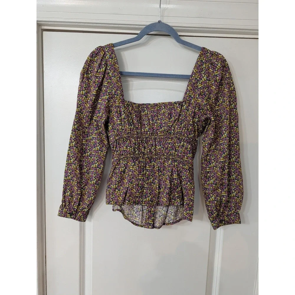 J. Crew Liberty‎ Fabric Smocked Top Busy Izzy Floral Square Neck NWTs size 0